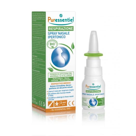 PUE005 - Spray Nasale Ipertonico Bio Puressentiel per Raffreddori e Allergie  15 ml .