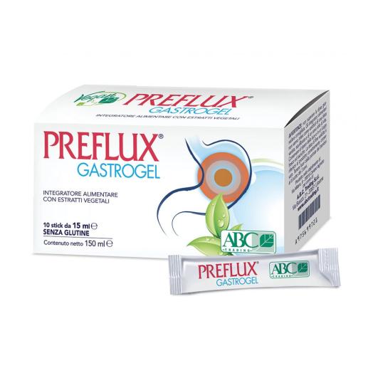 ABC042 - Integratore Alimentare Preflux Gastrogel acidità e mucosa gastrica 10 bustine da 15 ml.