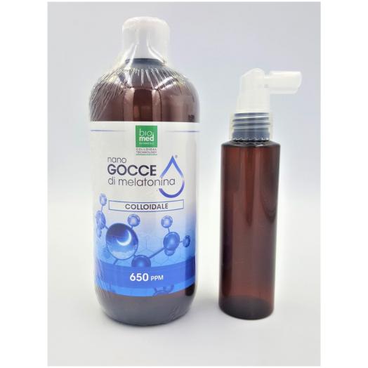 STA057 - Melatonina GROSSO Colloidale 650 ppm 500 ml+dosatore spray 100 ml
