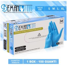 BEM001 - Scatola da 100 guanti in nitrile blu taglia SMALL certificati