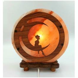 FOR002 - Lampada di Sale Tonda con base in legno "Luna" diam.cm. 22 larg. cm.8 Peso kg.5