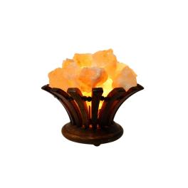 FOR005 - Lampada di Sale "Braciere" con pietre, filo e lampadina alto cm.18 diam.cm.22