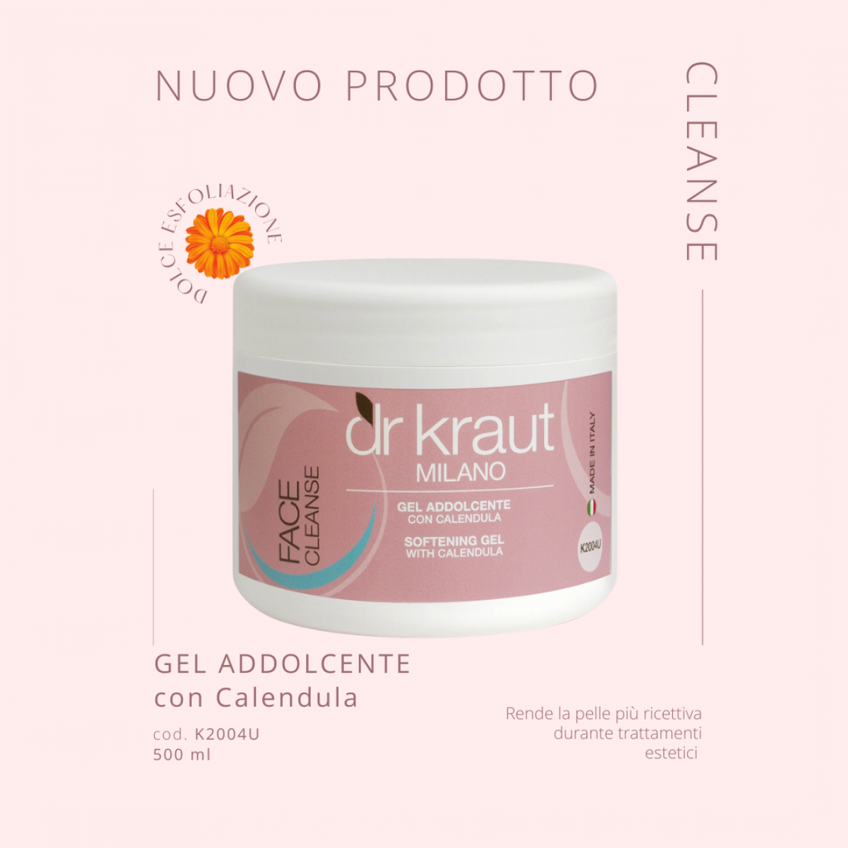 B19 |Gel Calendula per pulizia del viso manuale o con apparecchi vaso da  500 ml